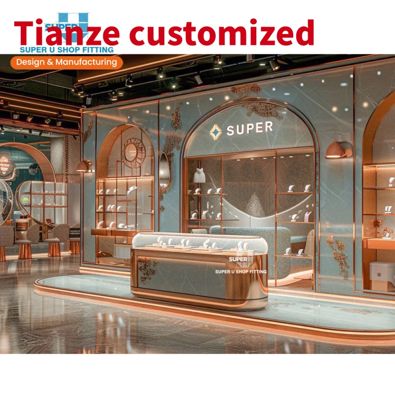 (customized)Custom Jewellery Store Display Furniture Luxury Showroom Interior Design Lockable Glass Jewelry Counter Sh