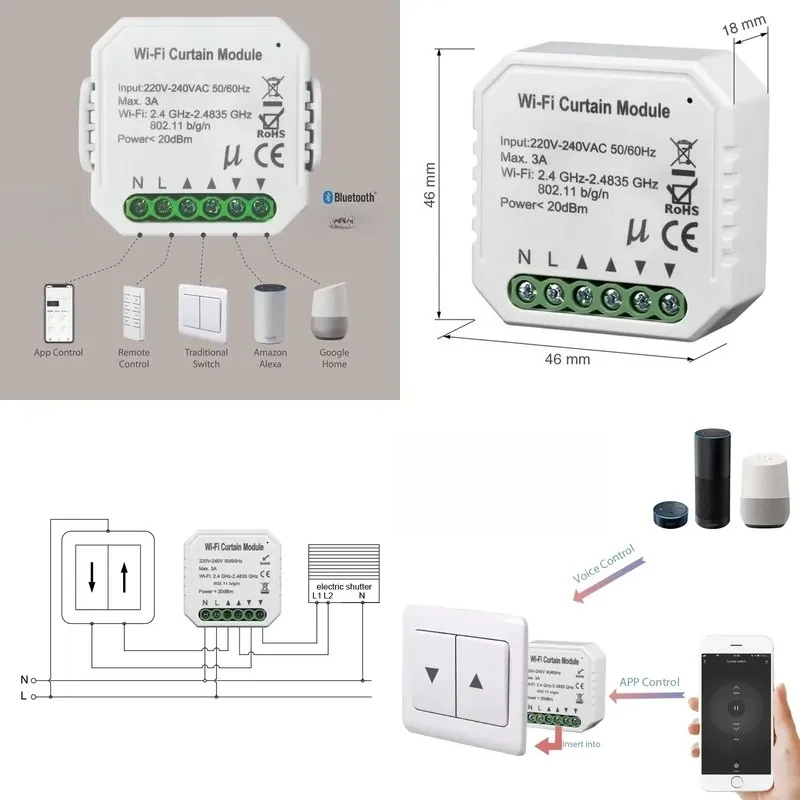 Remote Control Wall Switch Universal Smart Home Curtain Blinds Rolling Shutter Door and Garage Door Switch