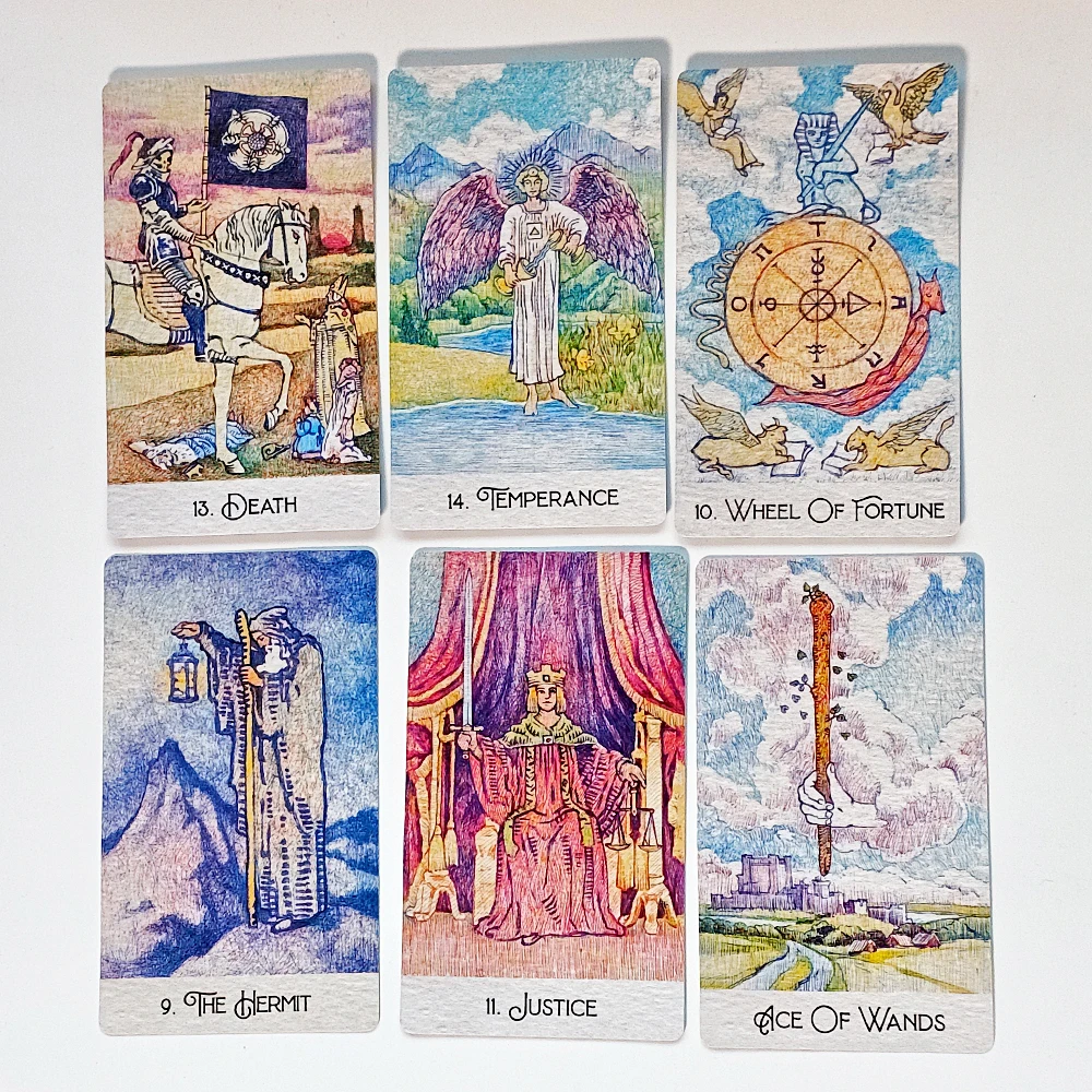 78 Pcs Tarot Cards Drawn with Ball Pens Printed on 350GSM Double-embossed Cardstock 12*7cm Rediscovered Classic Tarot Deck