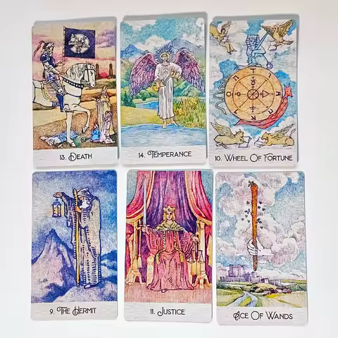 78 Pcs Tarot Cards Drawn with Ball Pens Printed on 350GSM Double-embossed Cardstock 12*7cm Rediscovered Classic Tarot Deck