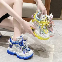 Women High Platform Shoes New Breathable Women Height Increasing Shoes 9.5CM Thick Sole Trainers Sneakers Woman Deportivas Mujer