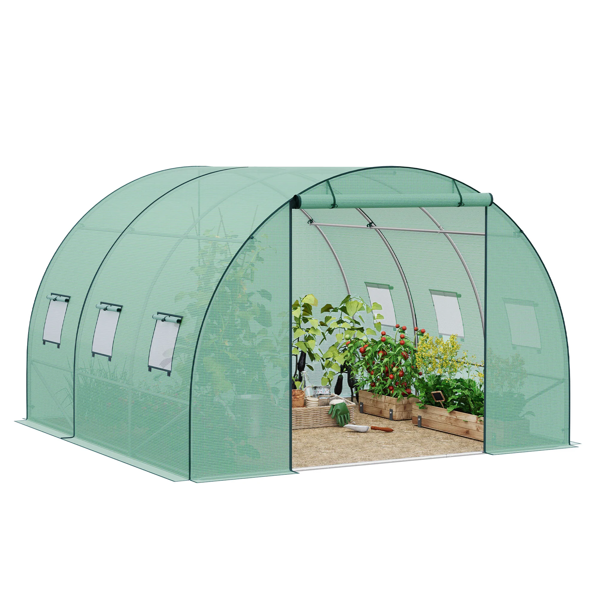 Walk-in Tunnel Greenhouse Winter Foil Greenhouse with Door 6 Windows   Plant Tomato Vegetables Tent Freeze-proof Warm Room Cover