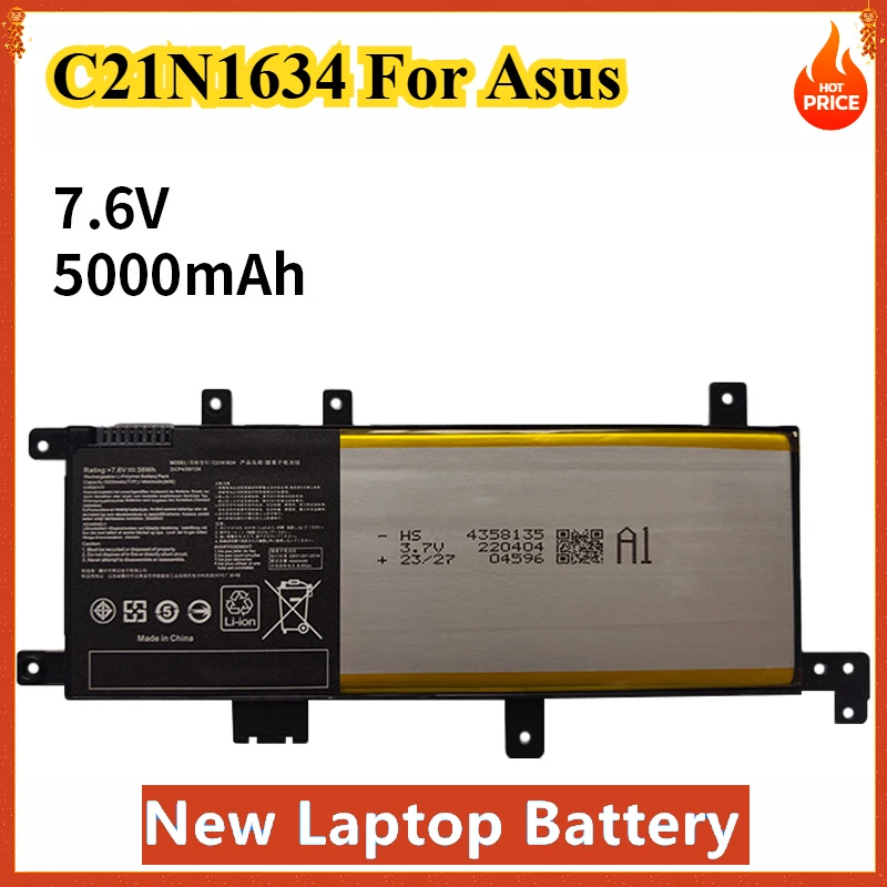 C21N1634 Laptop Battery for ASUS A580U X580U X580B A542U R542U R542UR X542U V587U FL5900L FL8000U 7.6V 38WH