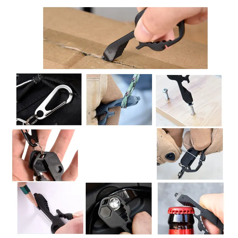 High-quality Outdoor Camping Multi-function Tool Keychain Card Portable Key Buckle EDC Gadget Gift for Men