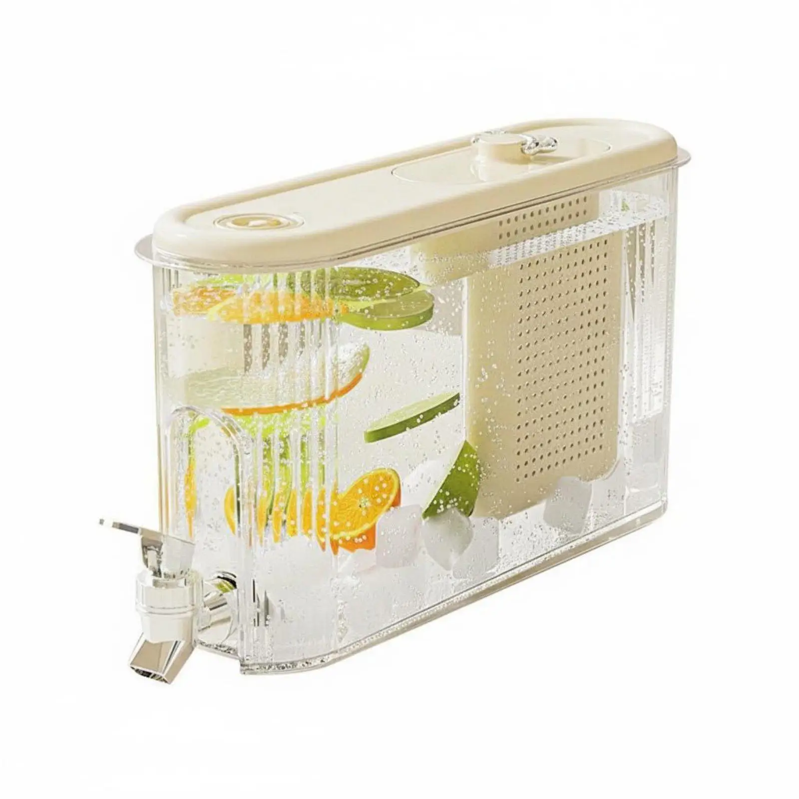 Beverage Dispenser with Lid and Faucet 4 Litre Fridge Iced Tea Juice Container for Family Functions
