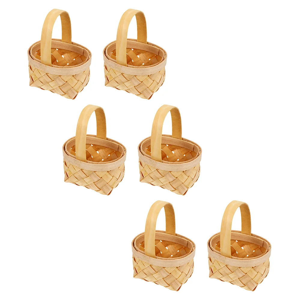 

6 Pcs Hand Woven Basket Miniature Wedding Candy Decorative Baskets Wicker Wood Gift Packing Storage