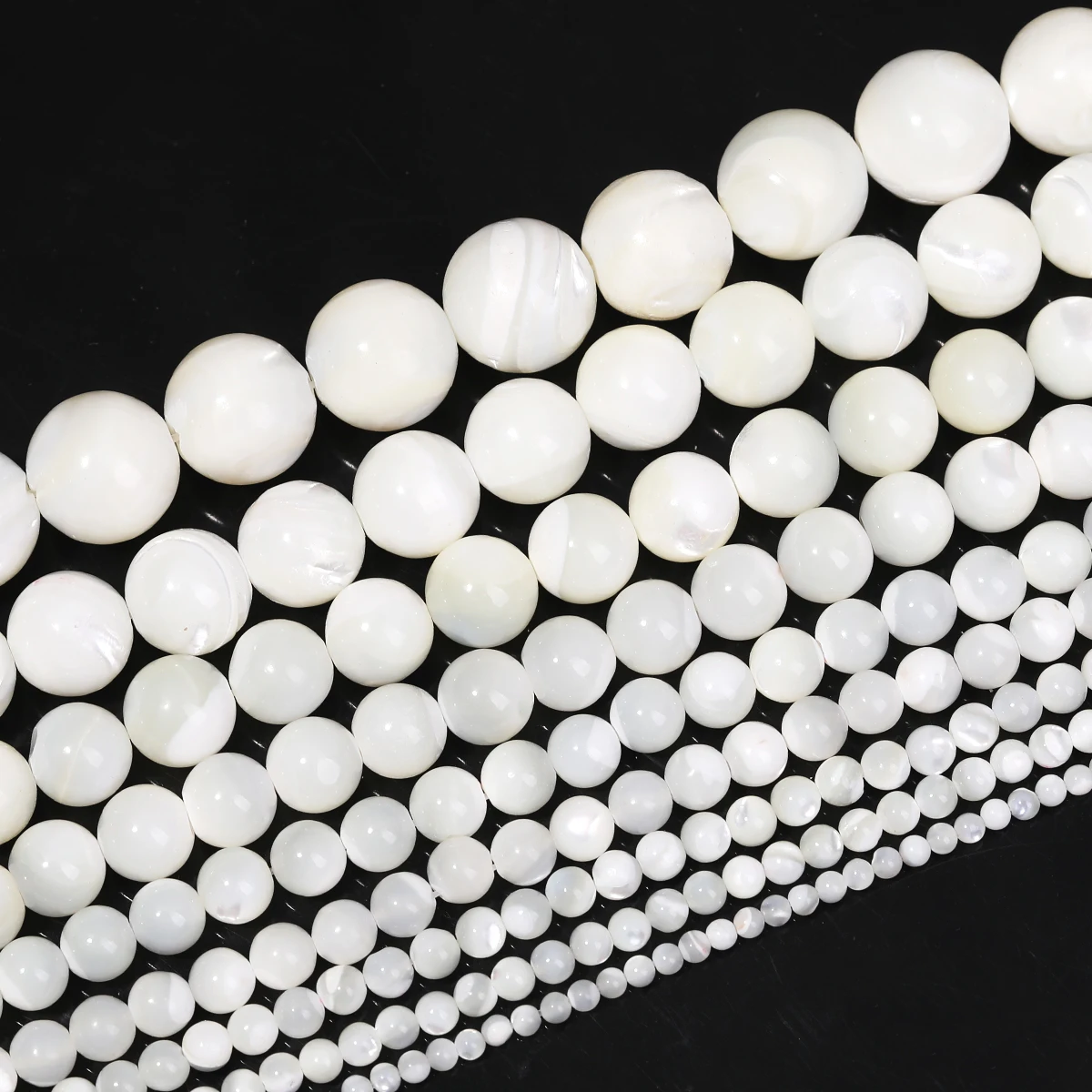 1PC Natural White Shell Beads 2-12mm Mother Pearl Beads Loose Round Spacer Shell Beads Jewelry Making DIY Bracelet Necklace