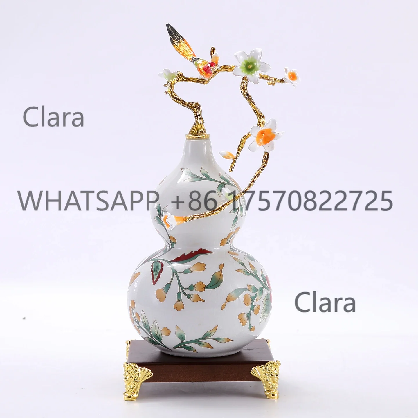 Clara Tools StoreCeramic gourd ornament, high-grade enamel color handicrafts, new Chinese style living room entrance TV cabinet