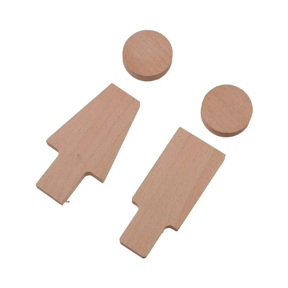 2pcs/se Solid Wood Bathroom Door Signs Self-adhesive Toilet Door Decoration WC Door Sign Plate Durable Antique Washroom Signs