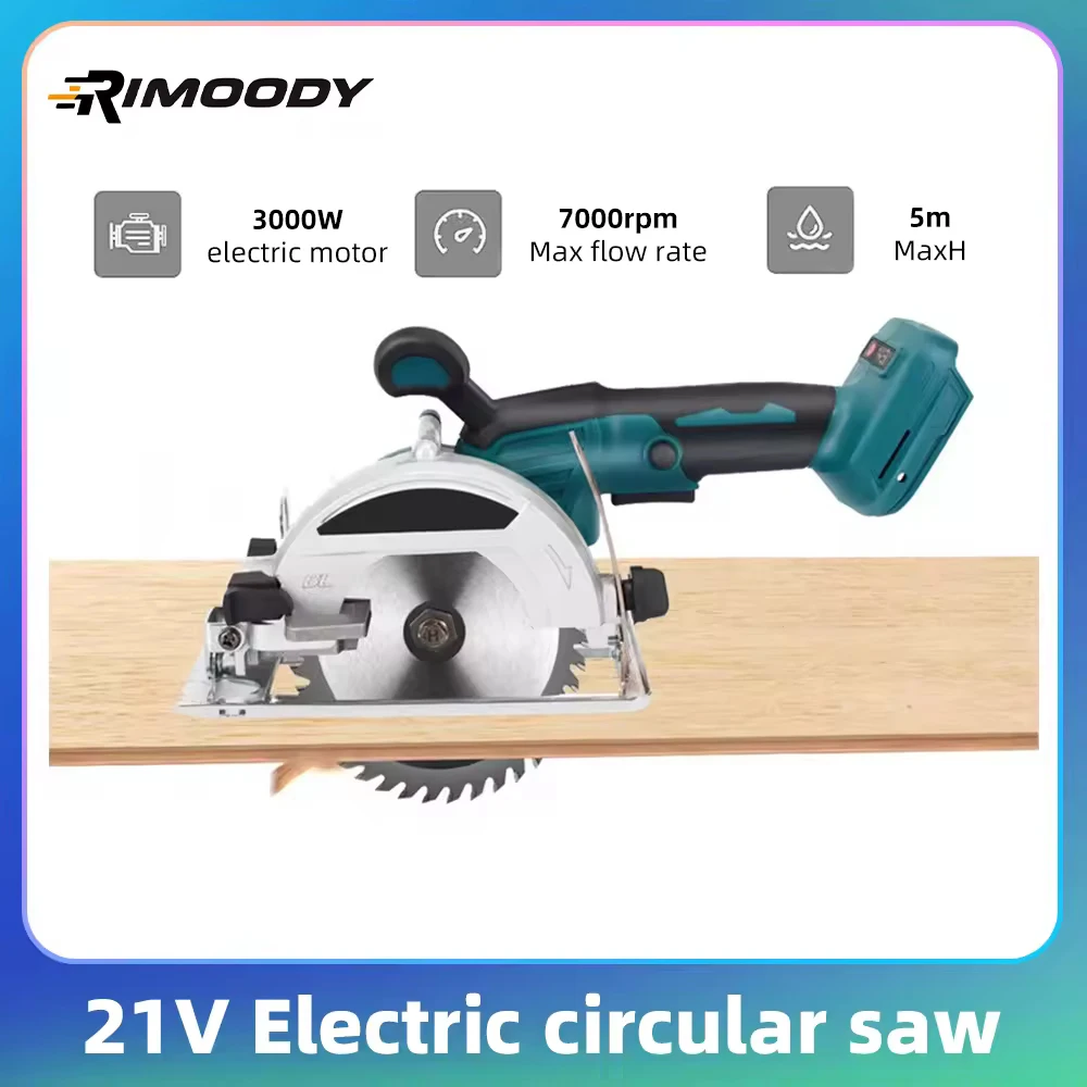 Rimoody Sega circolare a batteria senza spazzole da 5,5 pollici/140 mm Sega circolare elettrica da 6300 giri/min 500 W per sega per legno a batteria Makita 21 V