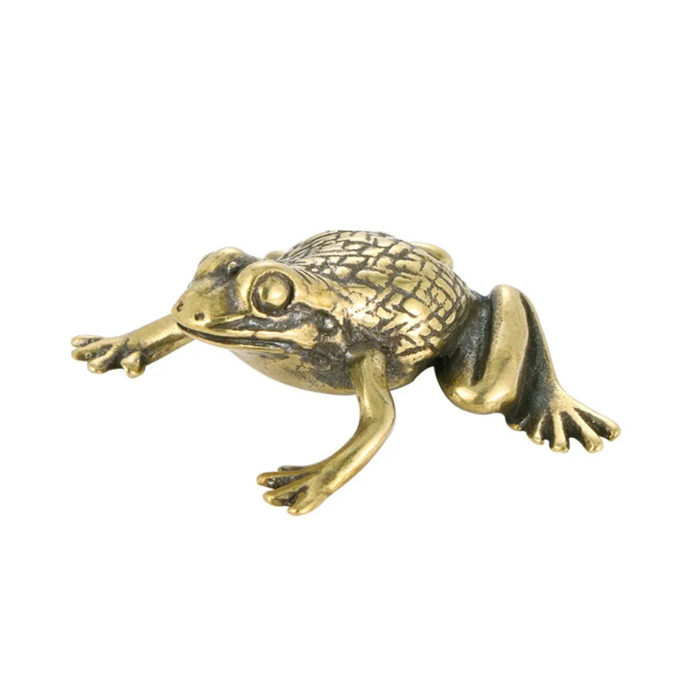 

Solid Brass Brass Toad Figurine Pure Copper Small Size Tea Pet Ornament Antique Design Exquisite Craft Frog Miniature Sculpture