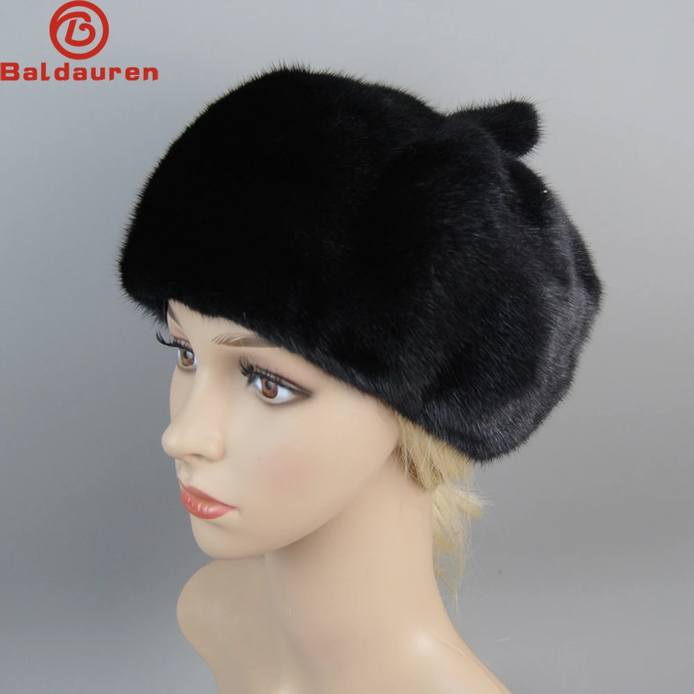 

Hot Sale Winter Warm Fur Caps Fashion Ladies Pumpkin Genuine Mink Fur Beanies Hat Full Pelt Luxurious Women Real Mink Fur Hats