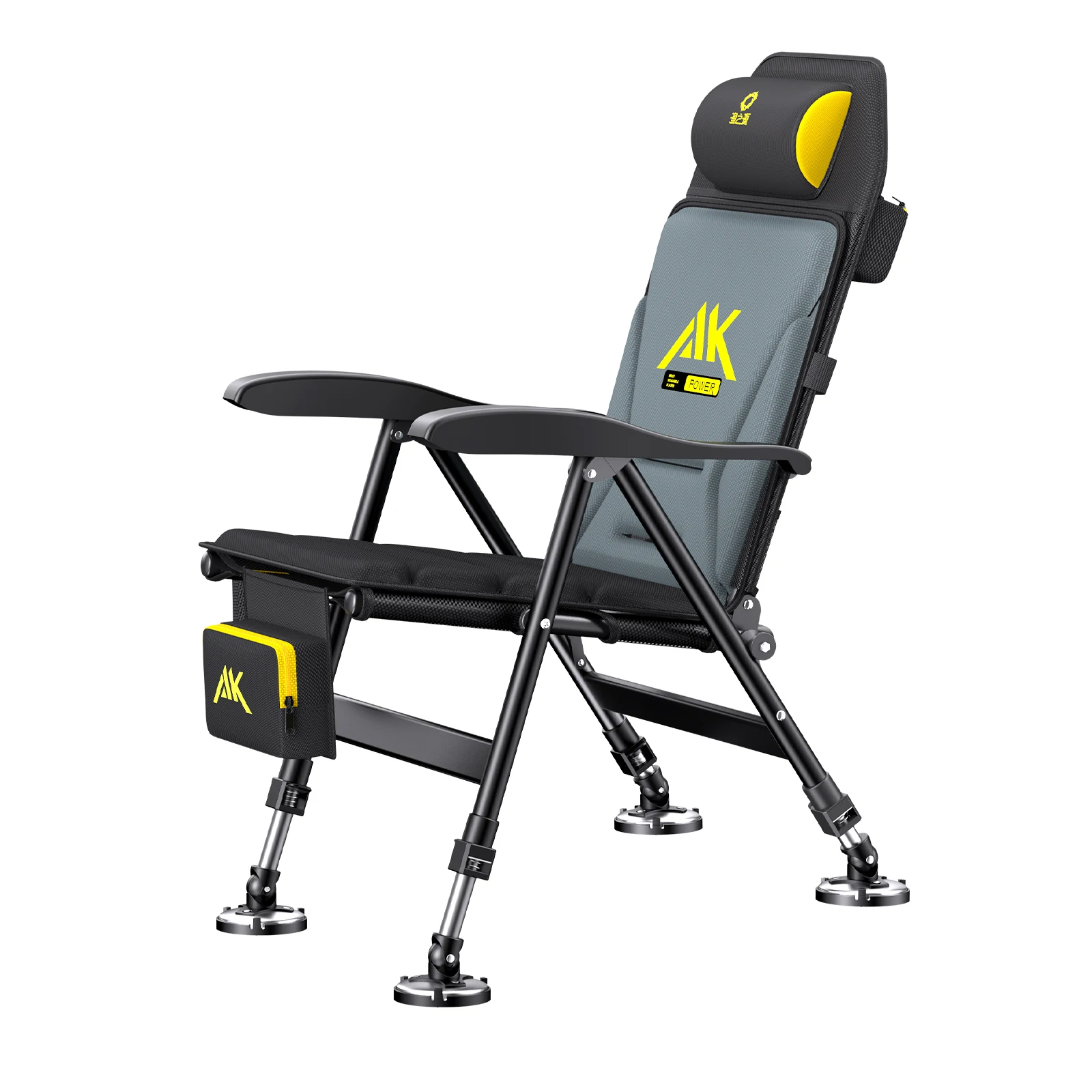 Heavy Duty Folding Fishing Chair with Adjustable Legs & Mud Feet Ergonomic Padded High Back Carp Chair with Rod Holder