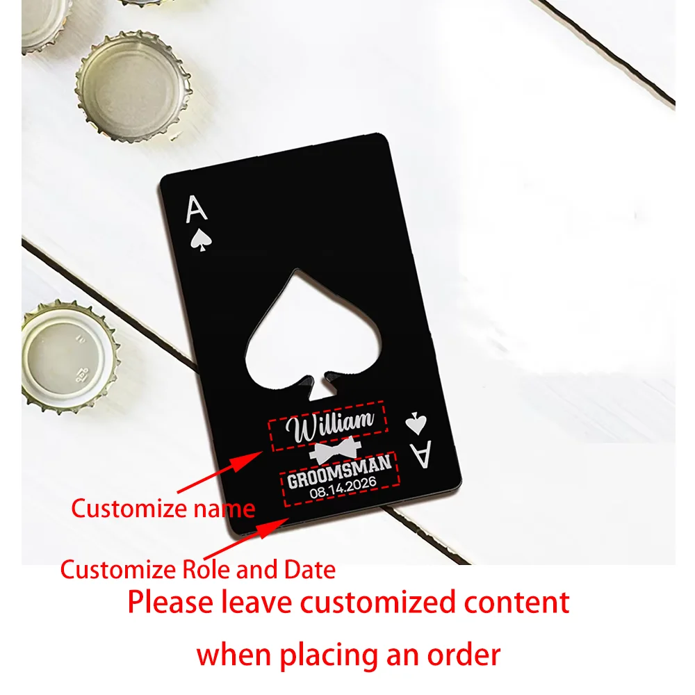 Custom Bottle Opener Groomsmen Ace of Metal Poker Card Spades Bottle Opener Wedding Favors Bachelorette Party Decor Gift Casino view 3