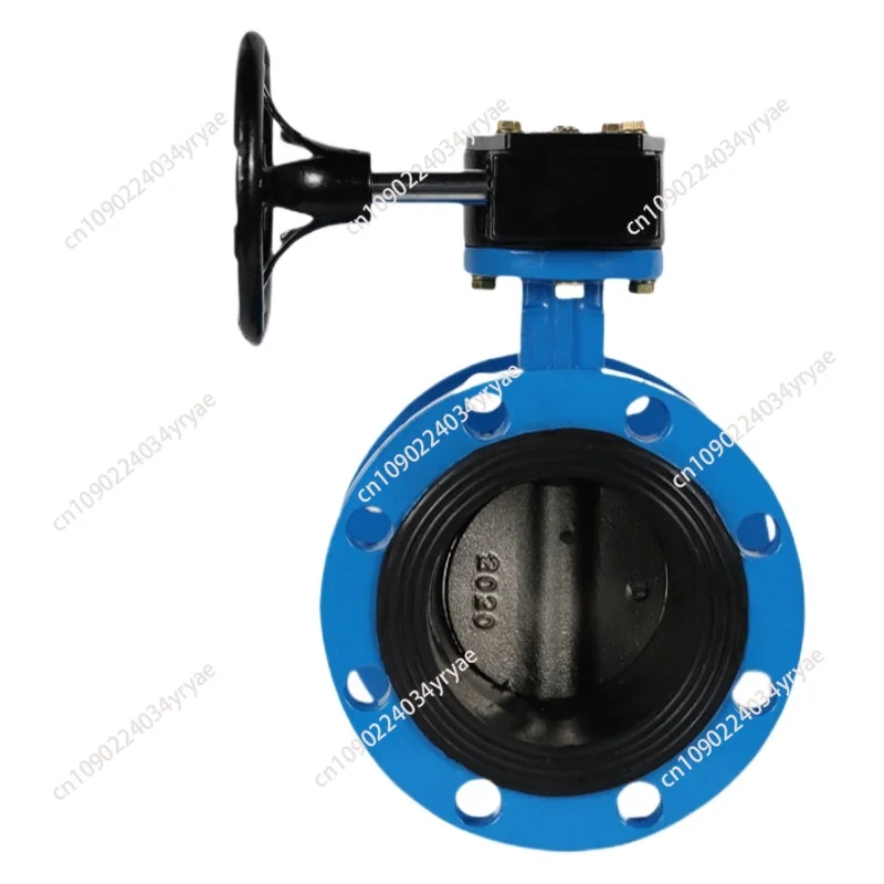 Turbine flanged butterfly valve D341X-16Q ductile iron soft seal double flange center line manual valve