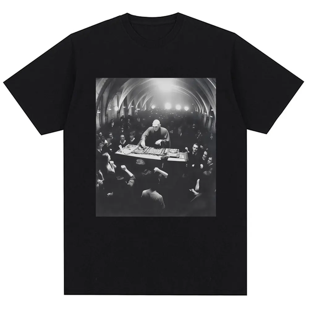 Funny Dj Dark Lord Meme Graphic T-shirt Wizard Rave Party Fashion Vintage T Shirts Men Women Loose Cotton Classic Street T Shirt