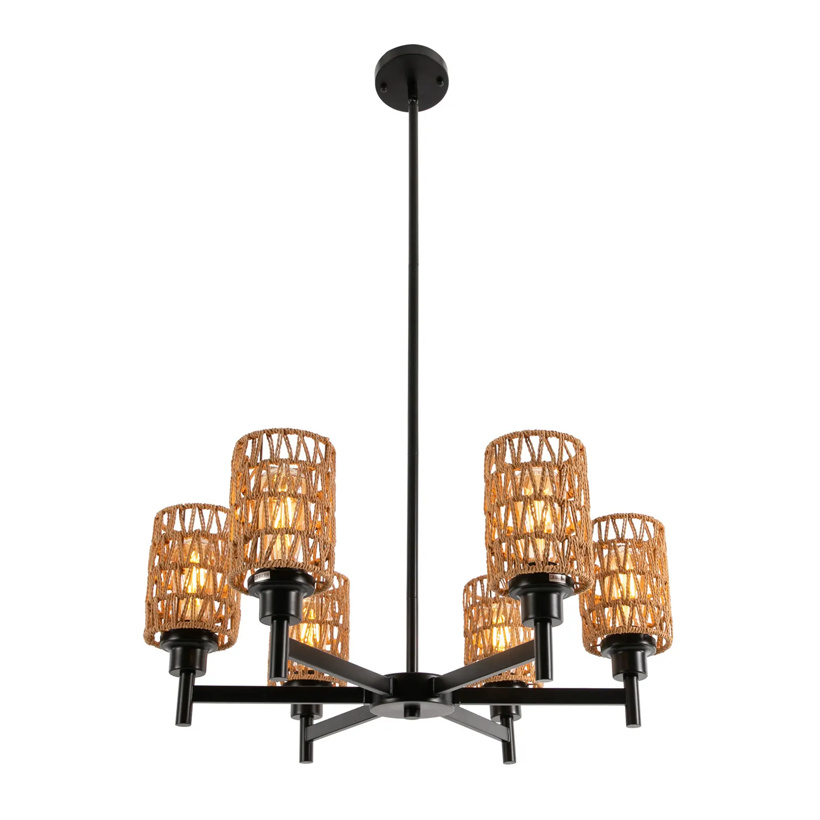 

Плетеный абажур в деревенском стиле для потолочного светильника, 6 абажуров из ротанга, подвесной абажур