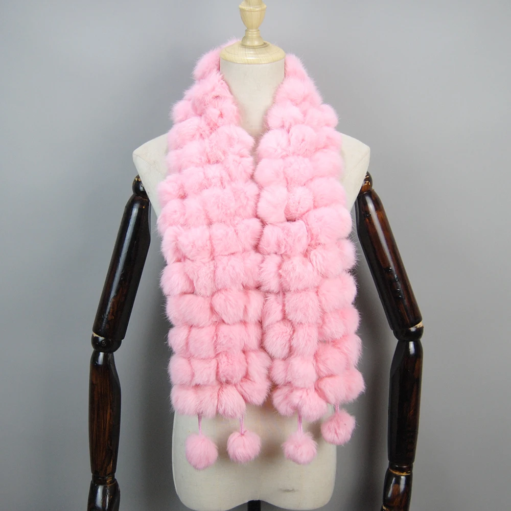 Women Winter Warm Real Rabbit Fur Scarf Hot Sale Natural Rabbit Fur Muffler 2024 Lady 100% Genuine Fur Scarves Wholesale Retail