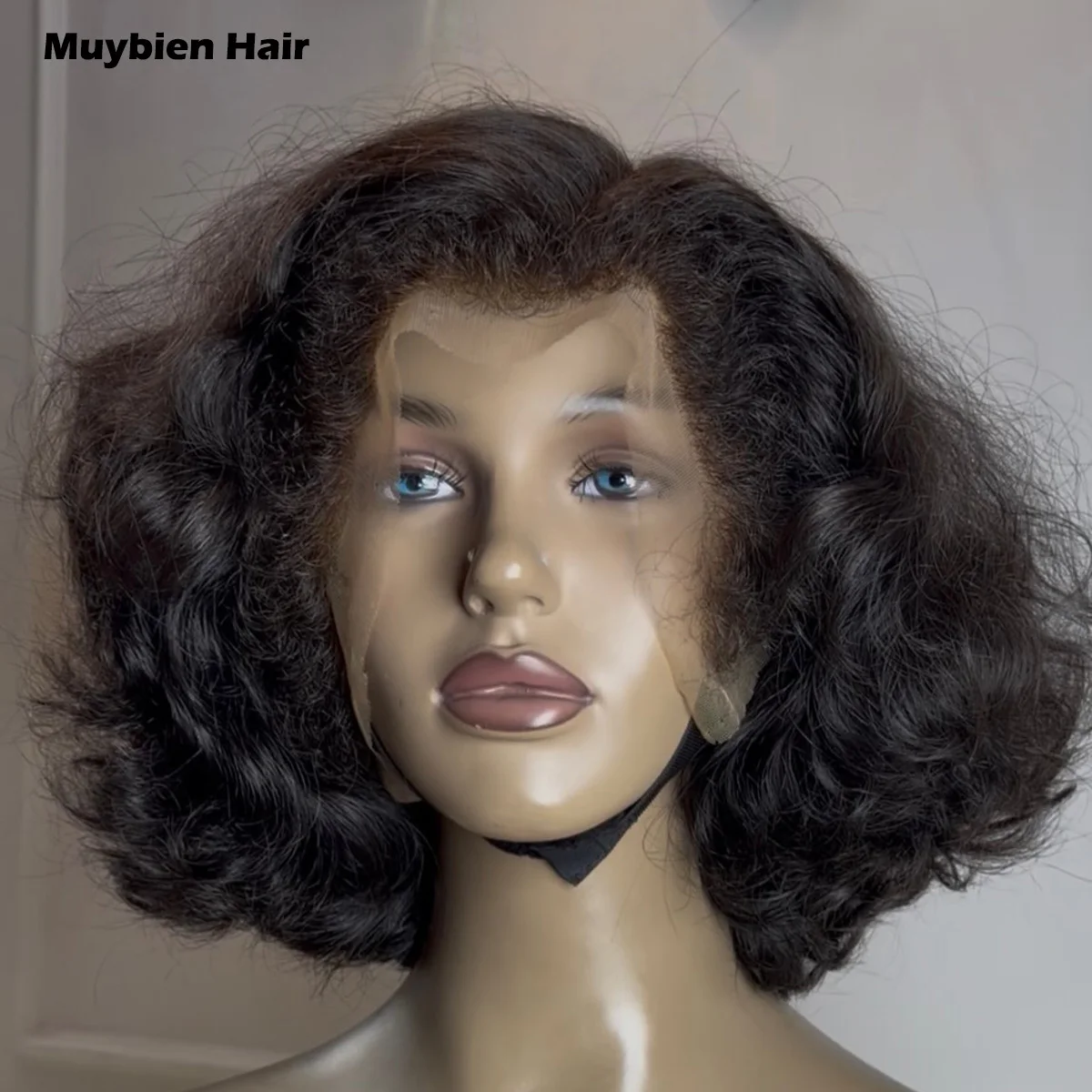 Loose Wave Ready to Wear 5by5 Lace Black Glueless Bob Super Double Drawn 100% Human Hair 13x4 HD Transparent Lace Front Wig