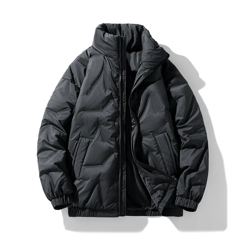 Men Down Coat Winter Fashion Thicken Cold-proof Stand Collar Male Jacket Long Sleeve Pocket Loose Comfortable Man Outerwear