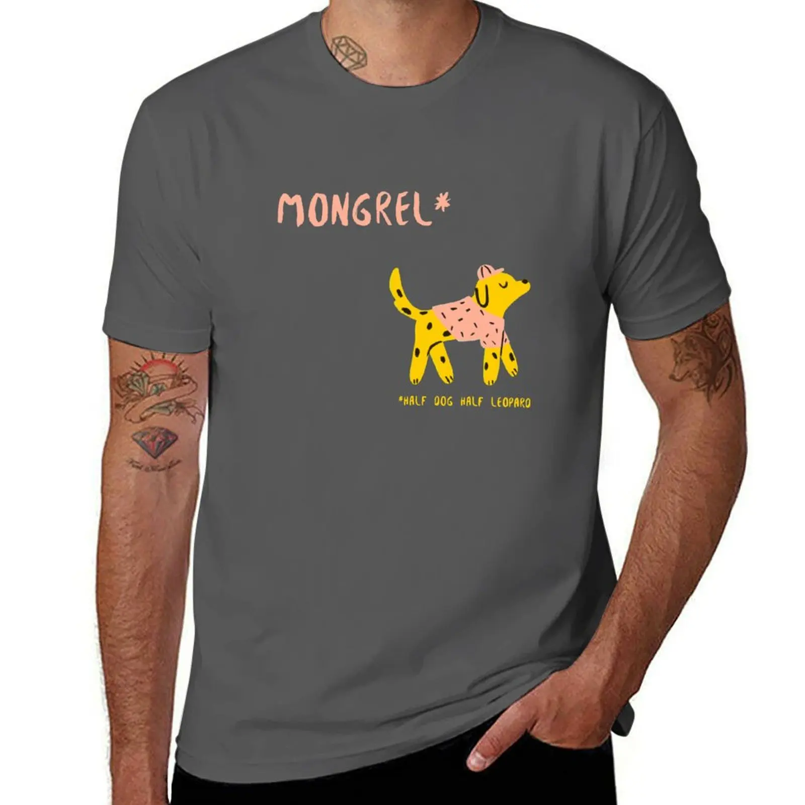 

Mongrel Dog (half dog, half leopard) T-Shirt vintage anime shirt Luxury man tees mens cotton t shirts