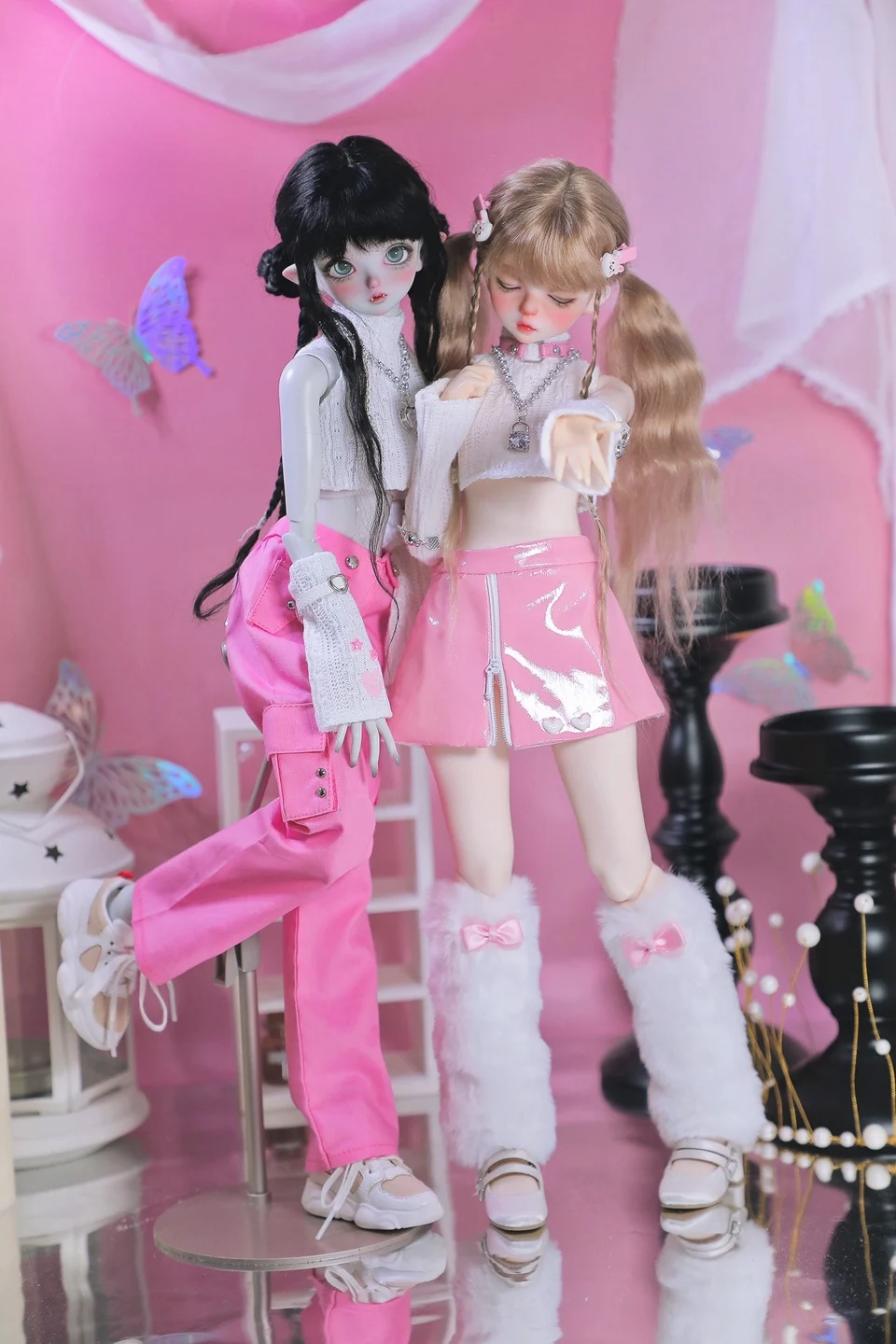 BJD doll clothes suitable for 1/4 size cute doll pink casual BJD doll clothes 1/4 set doll accessories (5 points) (7 points)