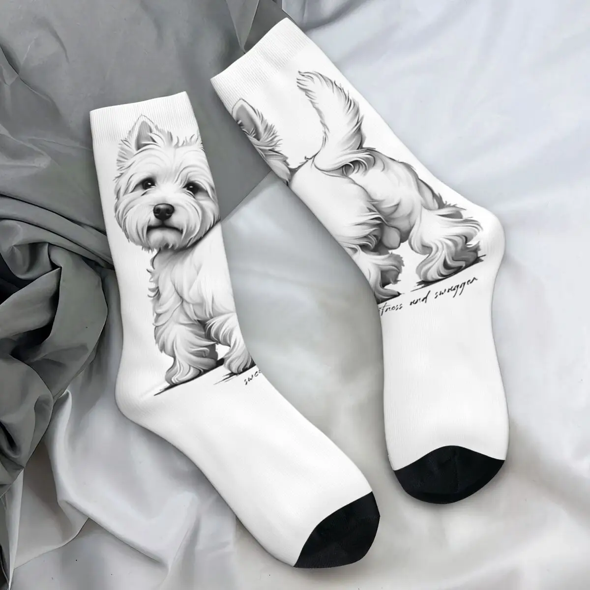 Unisex Men Socks Westie West Highland White Terrier Dog Stockings Autumn Kawaii Soft Breathable Socks Design Cycling Anti Socks