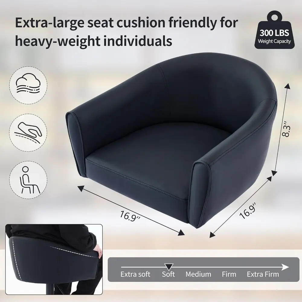 مجموعة من 4 مقاعد بار دوارة مع مسند للظهر ومساند للذراعين، وكراسي جلدية بارتفاع قابل للتعديل، 24-34 للاستخدام في المطبخ والعداد (