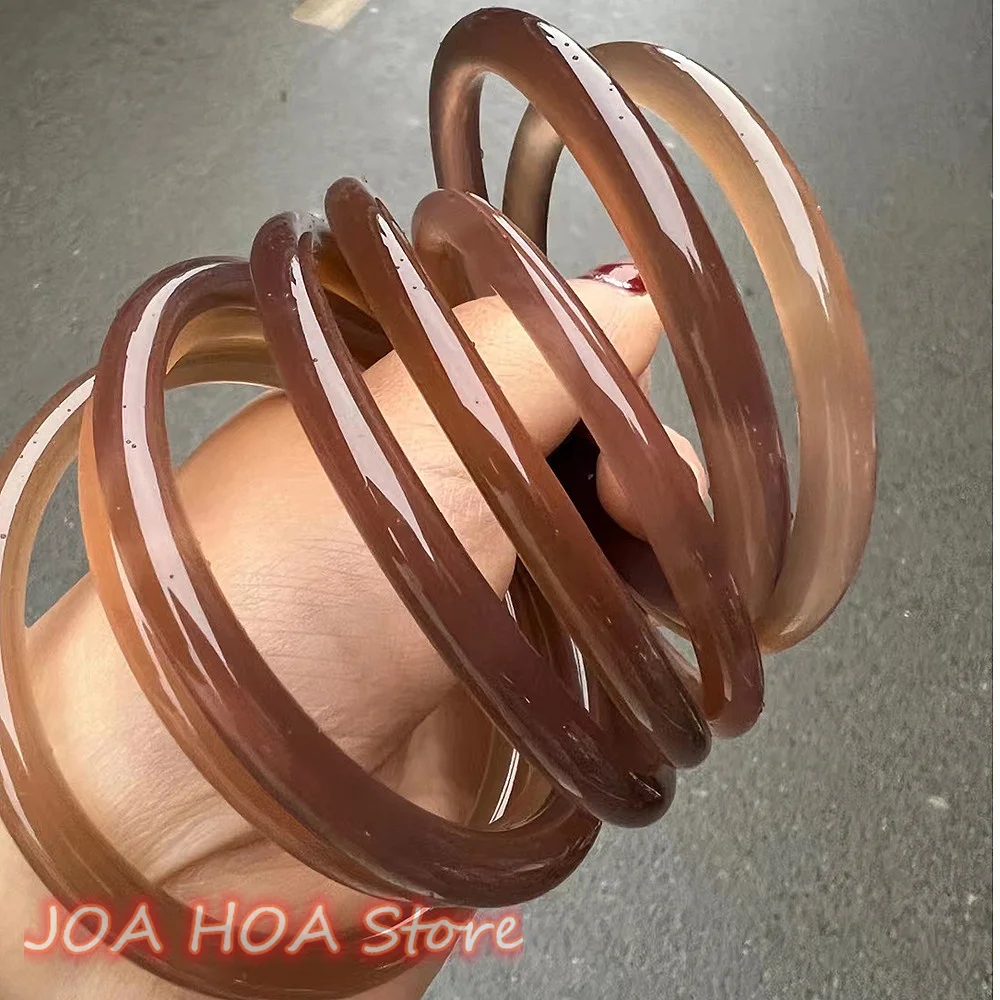Tea Tree Color Natural Jadeite Bracelet Delicate High End Agate Chalcedony Jade Bangle Fine Jewelry Handring
