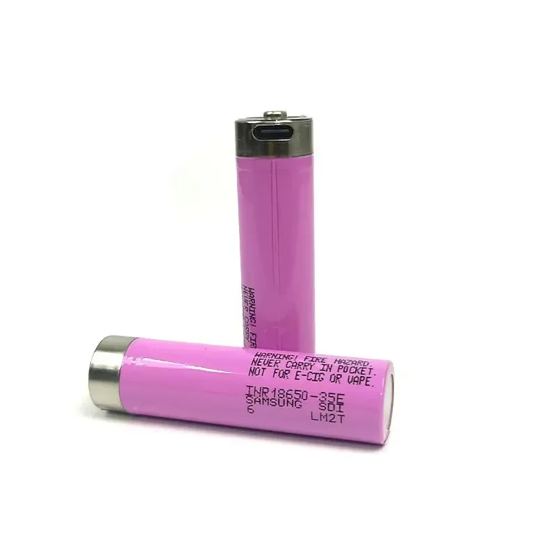 18650 3.7V Lithium Battery 3500mAh INR18650-35E Rechargeable Battery USB TYPE-C Charging Port Supports Reverse Charging