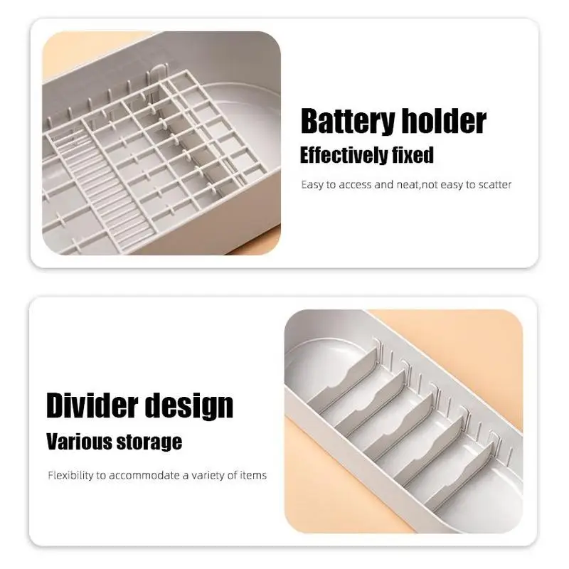 Battery Storage Organizer Holder With Tester Data Cable Lithium Battery Storage Box 3 Layers Battery Organizer Box