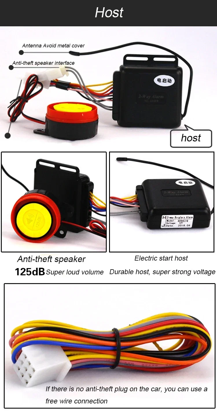Universal Two-way Motorcycle Scooter Anti-theft Security Alarm System Moto Remote Control Engine Start Alarme Moto Speaker Key