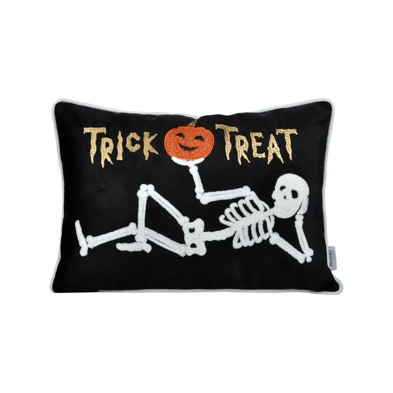 

Halloween Skeleton Velvet Lumbar Pillow - Trick or Treat Accent Decor