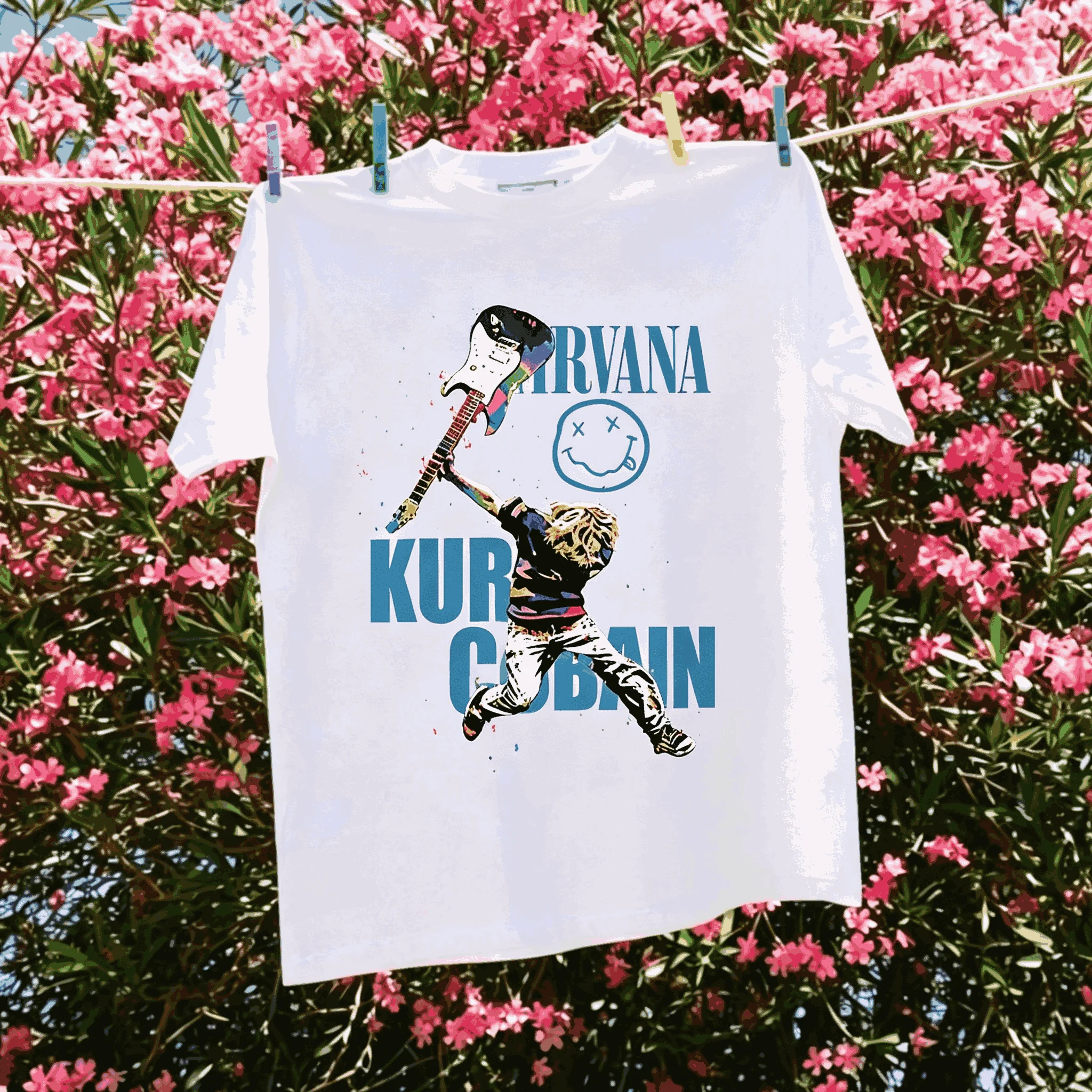 Nirvana Streetwear Trendy Cotton Oversized Unisex T-shirt Graphic Print T-Shirt Women Men Short Sleeves high quality Comfortable
