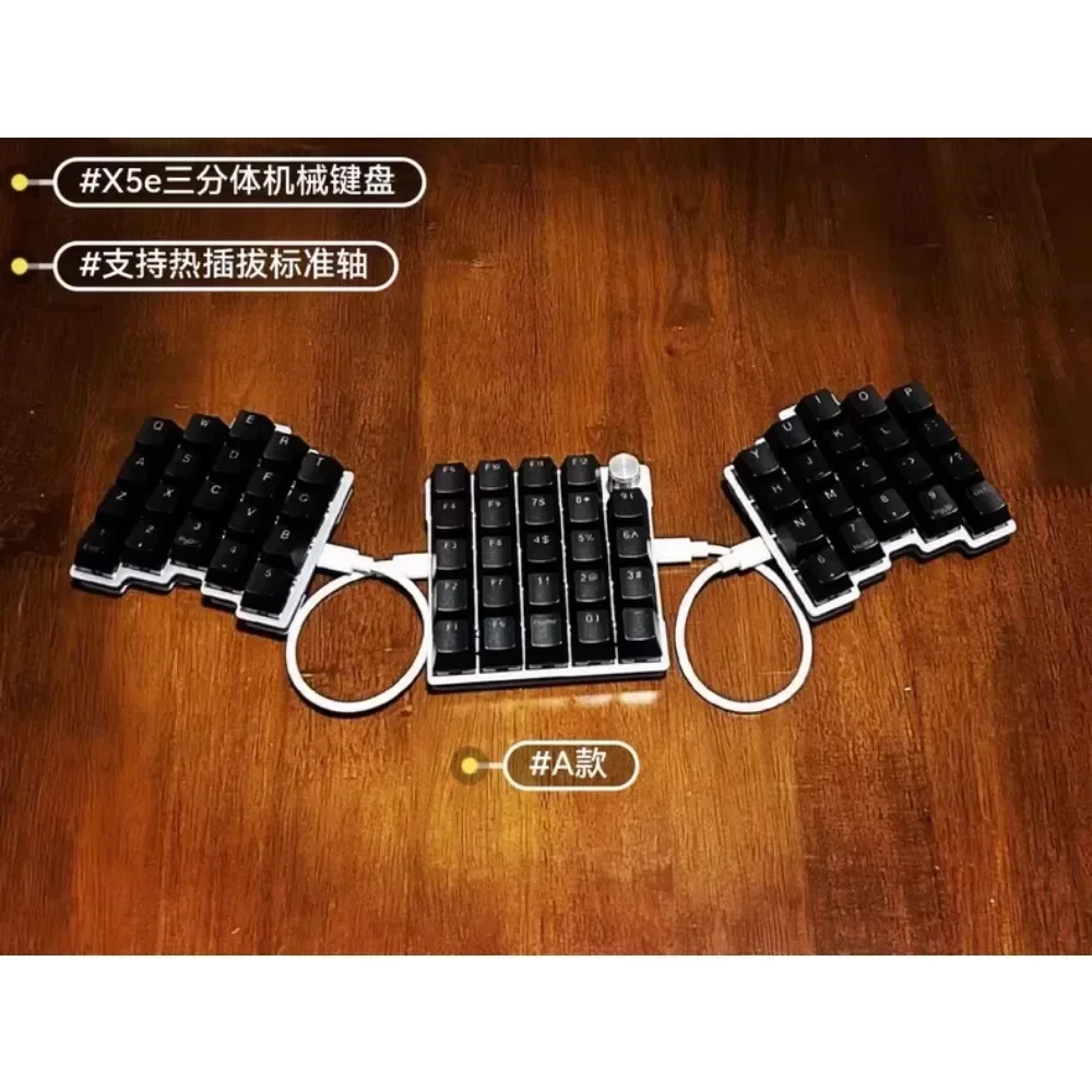 X5e Keyboard Split Kustom Hot Swap Kabel Mode Tunggal Keyboard Inline Ortogonal RGB QMK Tanduk Trisomi Aksesori Keyboard Gamer