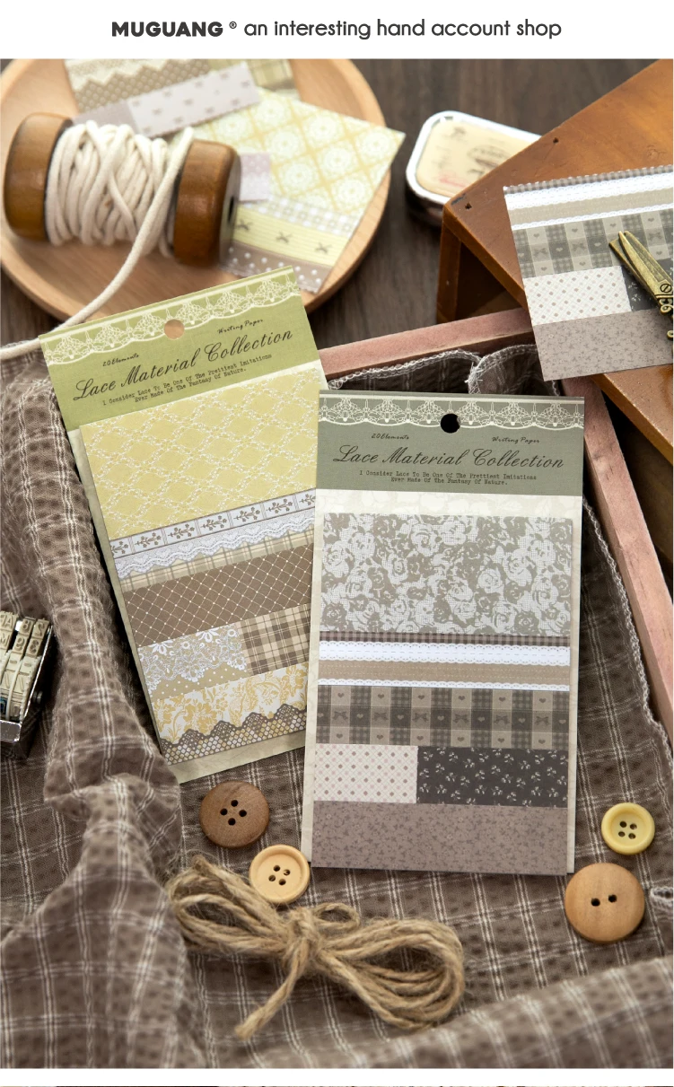 Journal GO 20 Stück Süße Spitzen-Traum-Notizblöcke Scrapbooking Journaling Basis Collage-Materialien Schul- und Bürobedarf Notizblock – Detail 1
