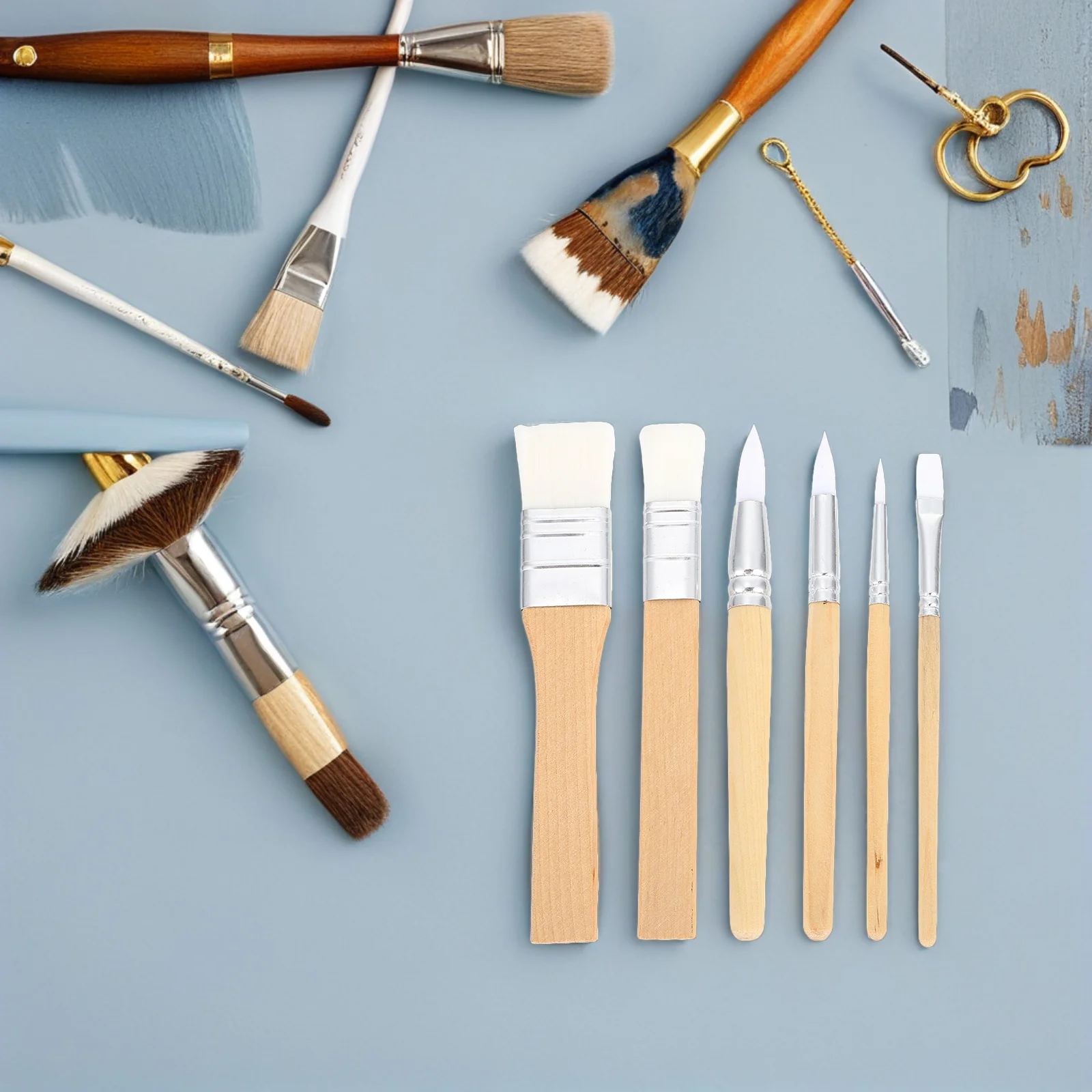 

2Sets Nylon Paint Brush Set Flexible Nylon Bristles Wooden Handle for Watercolor Acrylic Oil Painting Craft Brushes