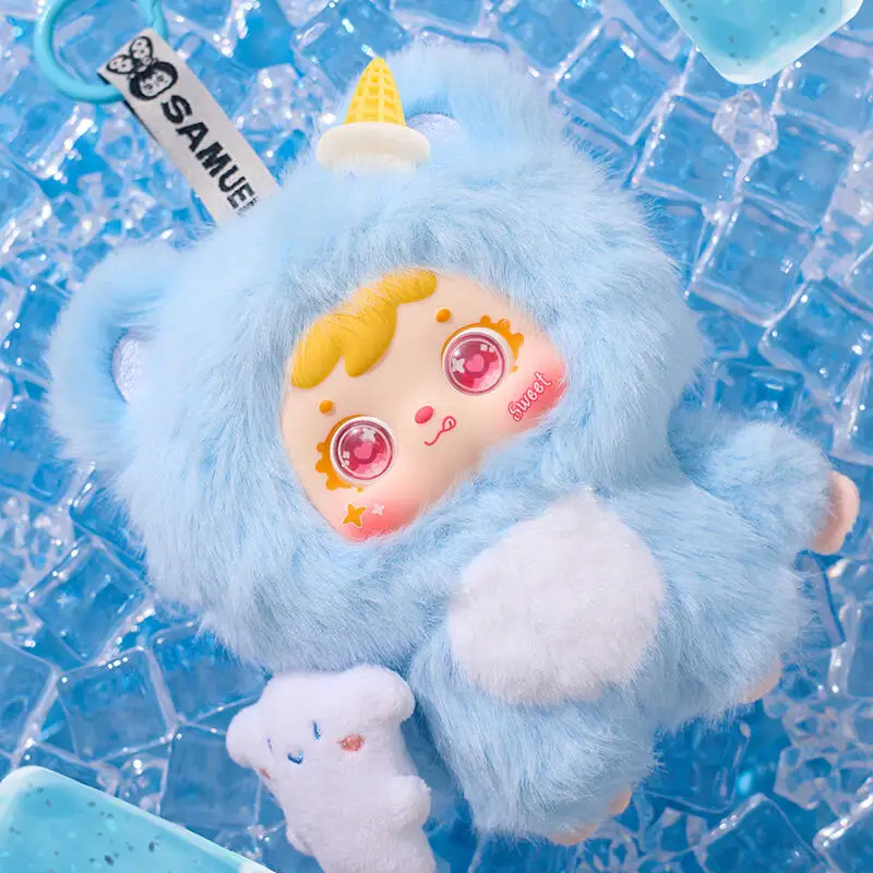 

Samuel San Xiaomao Hugging Ice Cream Series Vinyl Plush Keychain Blind Box Cute Pet Plushie Figure Bag Charm Decoration
