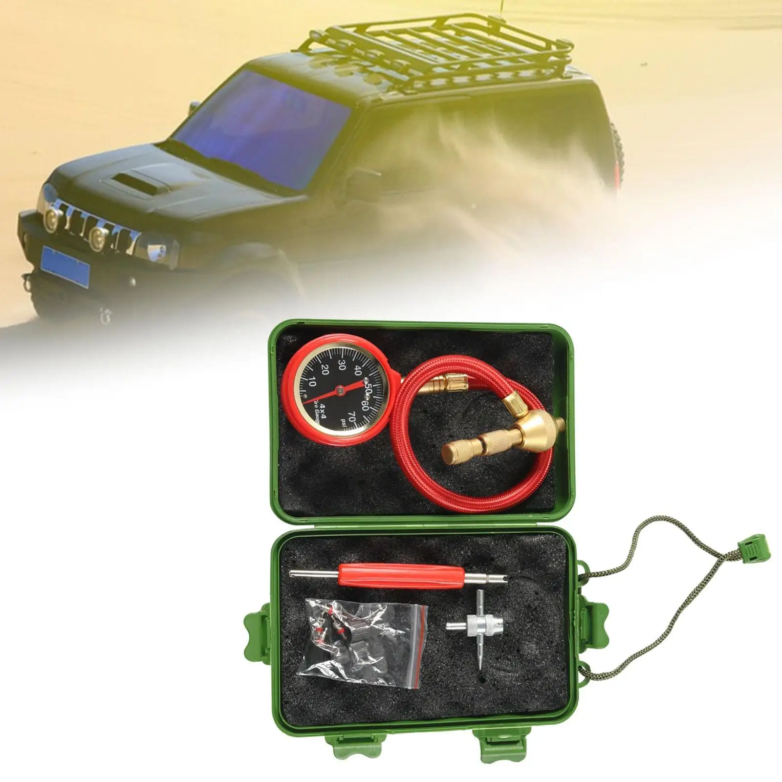 Kit de desinflado de neumáticos profesional de alto rendimiento con estuche medidor de presión de neumáticos portátil para vehículos todoterreno motocicleta ATV