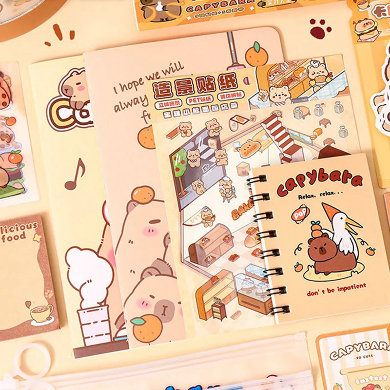 1Set Large Capacity Gift Box Cartoon Capybara Stationery Set Cute Student Stationery Set Portable Abundant Student Prize Gifts