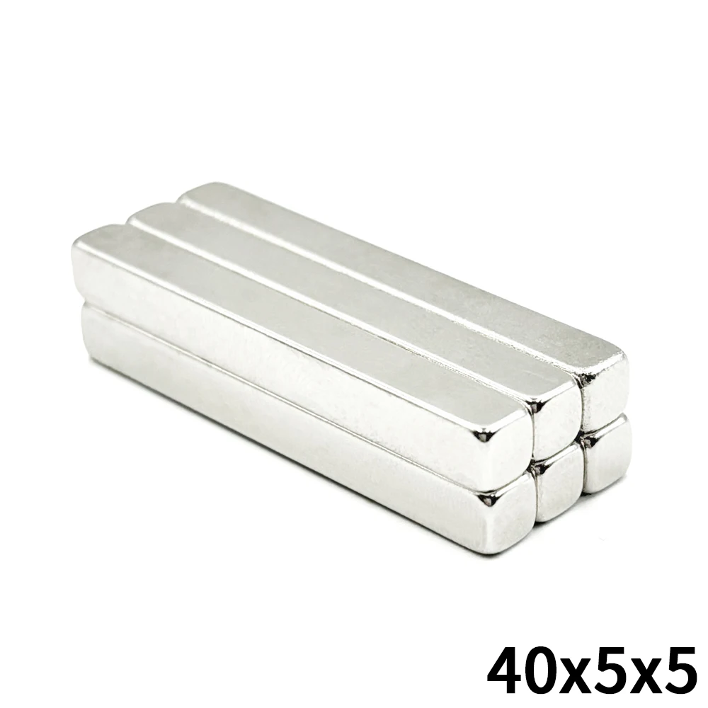 10 Uds 40x5x5 imán 40mm X 5mm X 5mm bloque súper potente magnético permanente fuerte para nevera, bricolaje, edificio, científico
