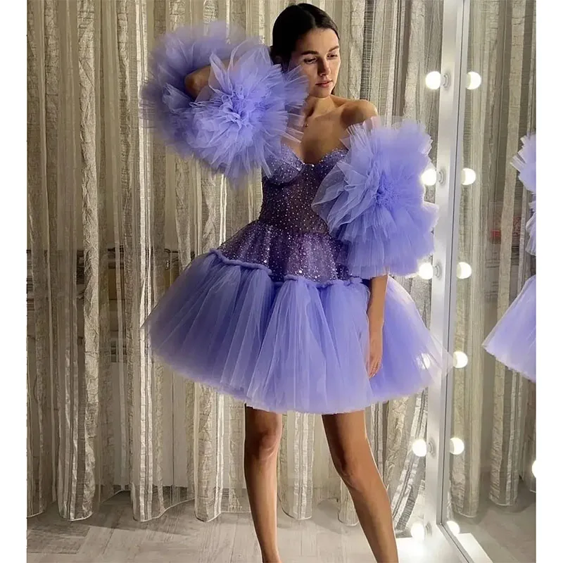 Vestido de baile de lantejoulas cintilante para mulheres, querida em camadas, babados, vestidos de gala, vestido de aniversário personalizado 2024