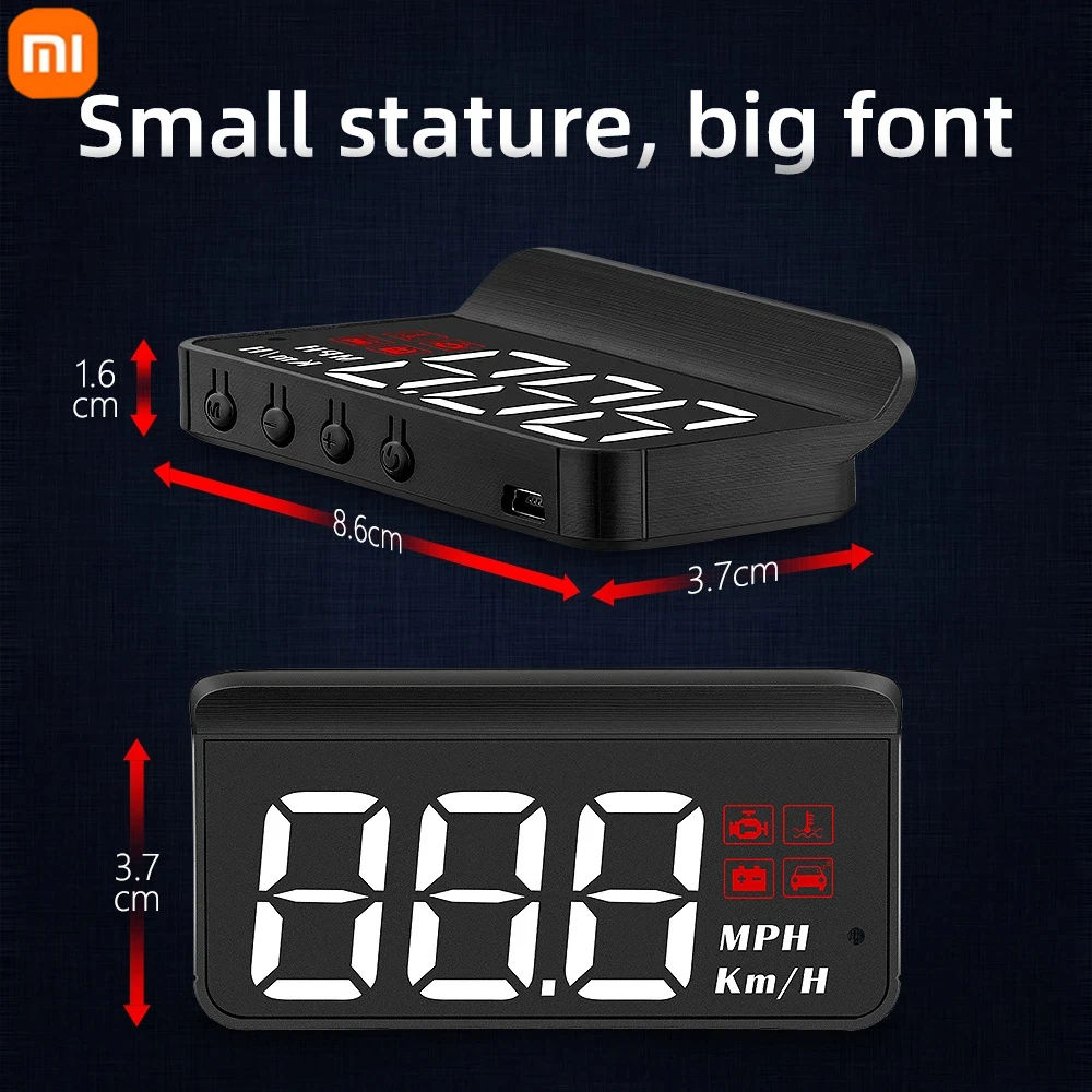 جهاز عرض الزجاج الأمامي Xiaomi M3 HUD عداد السرعة شاشة عرض علوية لقيادة سرعة الكمبيوتر إنذار السرعة الزائدة جهد درجة حرارة الماء #3