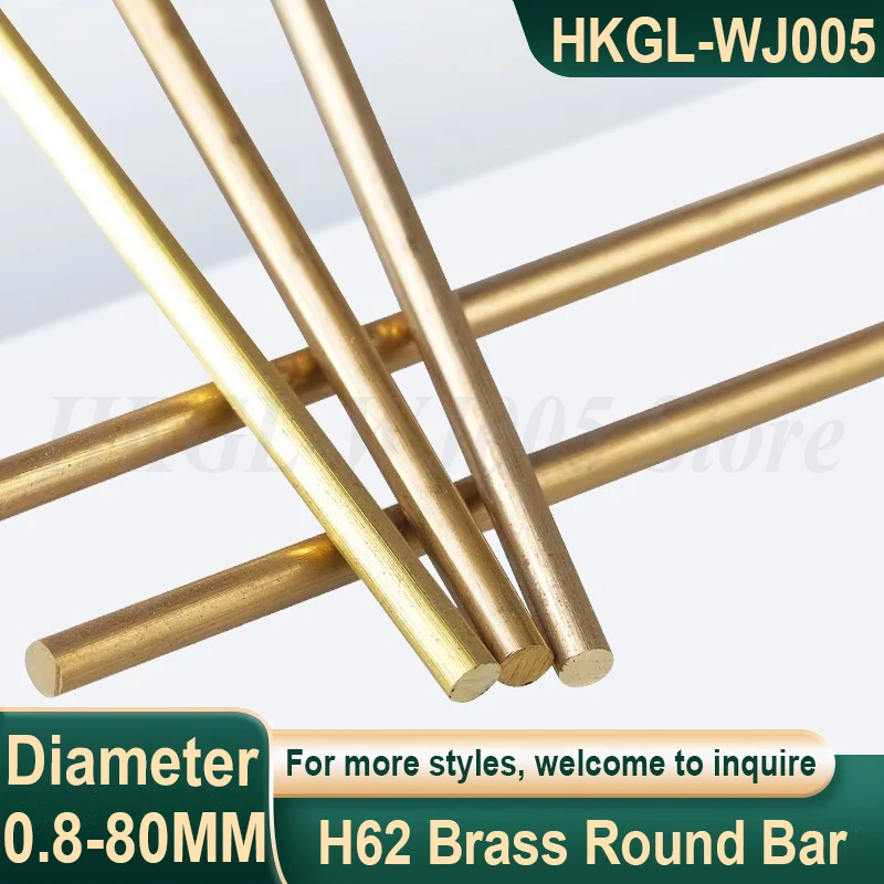 

Dia 0.8-80mm H62 Brass Round Bar Rod Solid Brass Rod Thin Copper Rod Copper Bar Length 200/500mm Customizable