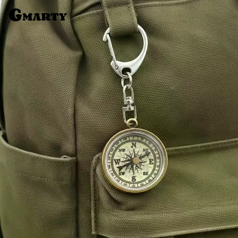 Climbing Equipment Keychain Vintage Tools Portable Zinc Alloy Pocket Compass Mini Compass Key Ring Camping Compass