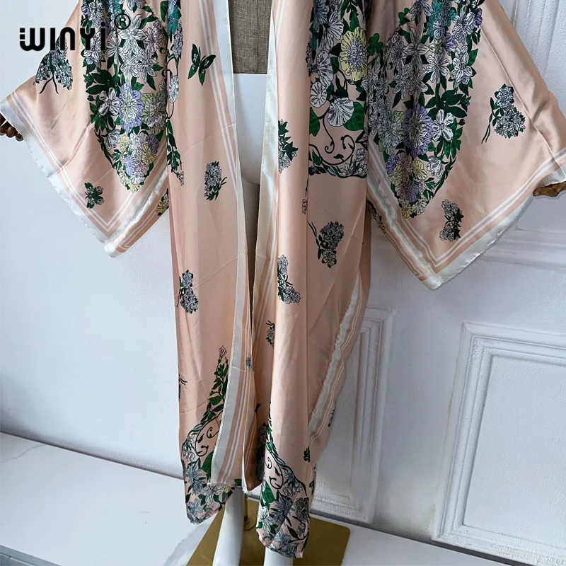 WINYI Kimono Summer boho print Cardigan Female Blouse abaya dubai luxurybeach cover up african dresses for woman party kaftan