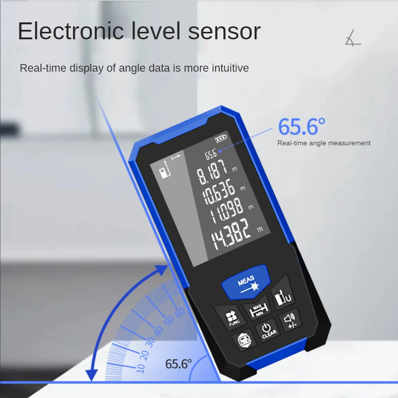 Laser Rangefinder Tape Measure Tool Distance Meter With Angle Function Bicolor Soft Adhesive Measuring Distance 50/100 M