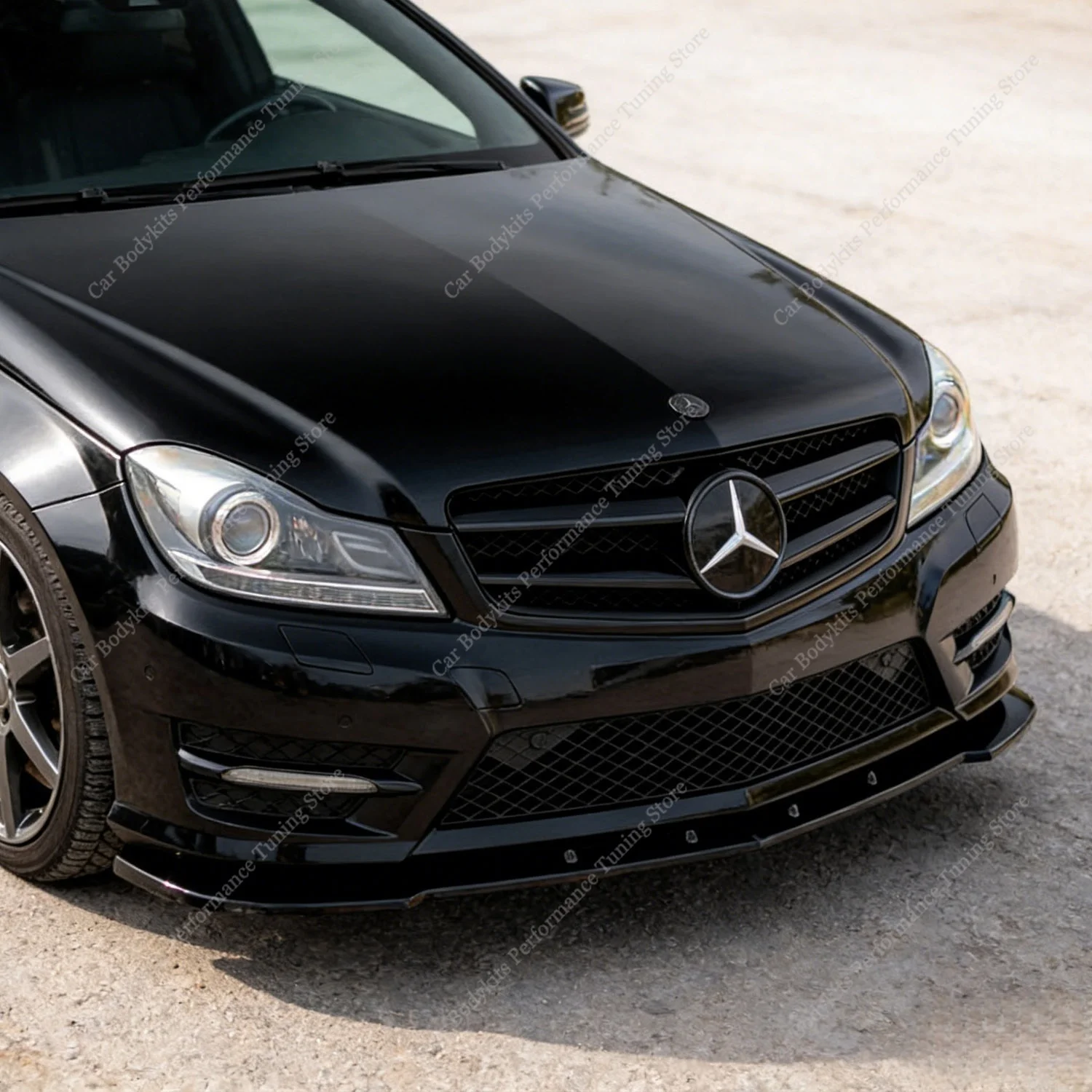 Front Splitter For Mercedes-Benz W204 C204 S204 C Coupe / Sedan / Estate AMG-Line 2011-2014 Facelift Spoiler Lip Diffuser view 3