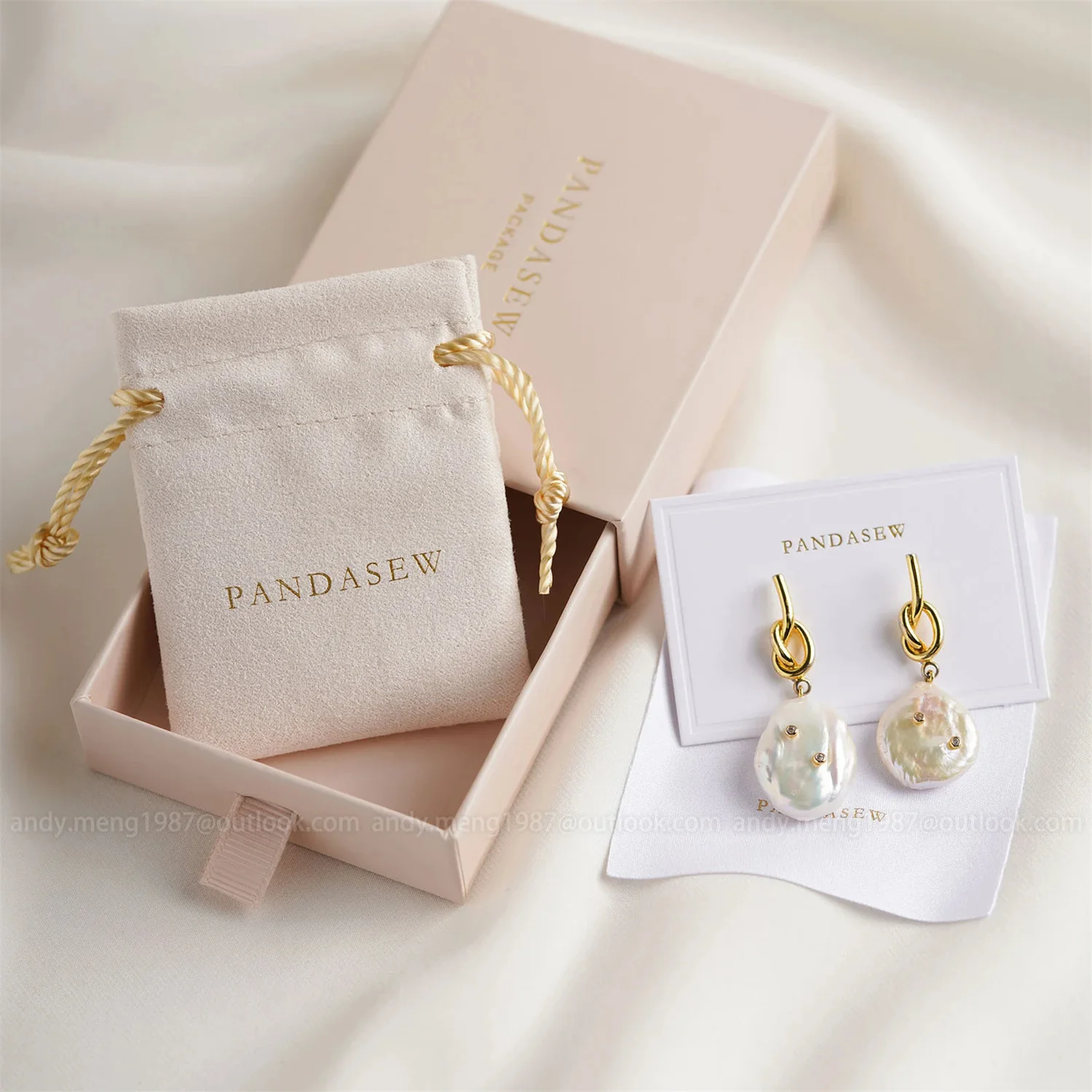 

50set 7*9*2.5cm jewelry package pouch bag and Paper box custom earring box personalized logo necklace package bulk drawer cardbo