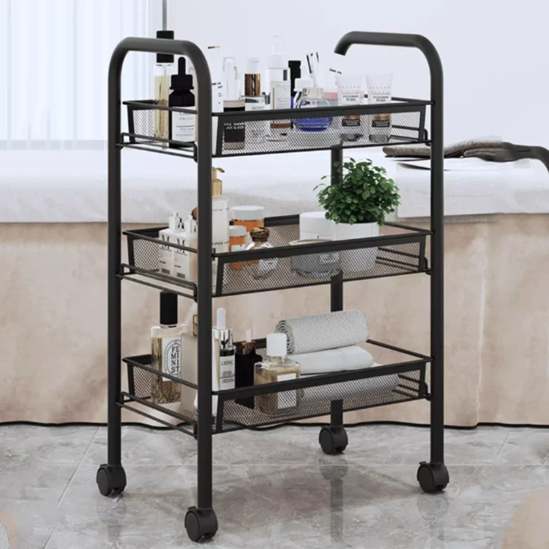 Salon Station Hairdresser Accessories Professional Container Loading Trolley Tray Wheels Esthetician Auxiliary Cart Beauty Beech